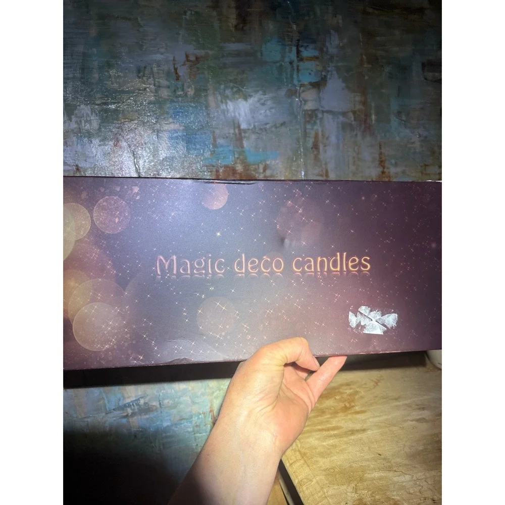 Magic Deco 10pc Floating LED Flameless Candles with Wand Remote White Tapers